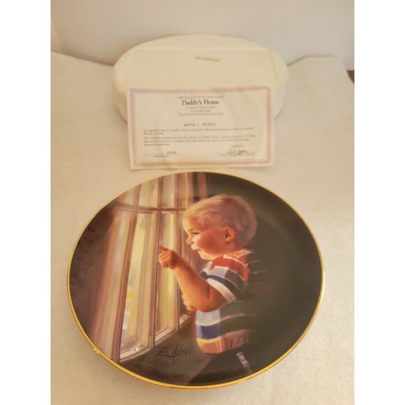 Vintage Danbury Mint Daddy's Home by Donald Zolan Plate w/ COA & Box #G3109 - Picture 2 of 14